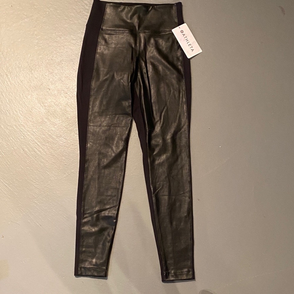 Athleta Black Faux Leather Leggings